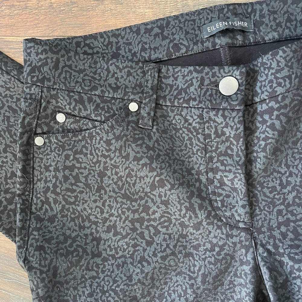 Eileen Fisher Charcoal and Black Textured Skinny Pants